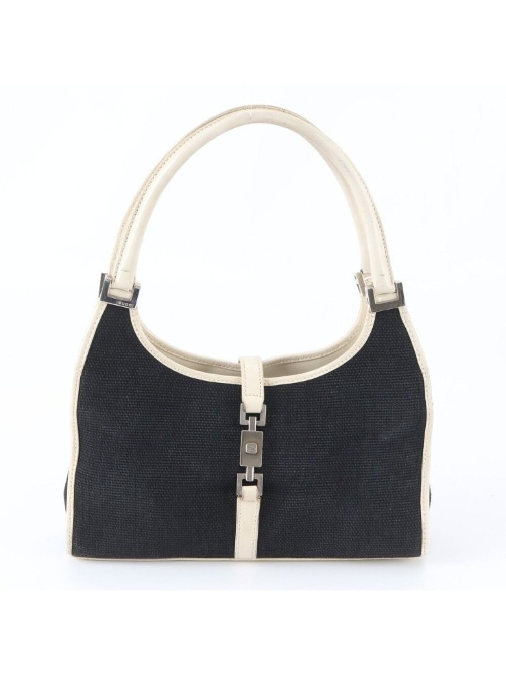 Gucci Jackie Leather Canvas Handbag Tote Black